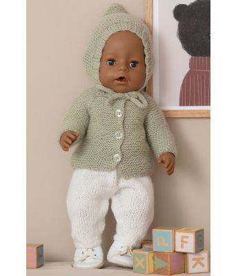 Søren strikket jakke lue og tights til baby lekedukke - Viking 2133-07