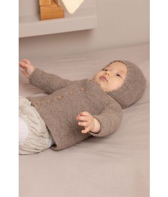 Søren strikket jakke og lue til baby - Viking 2132-03