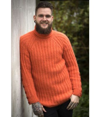 Sørland genser oransje strikkegenser til herre - Viking 1811-04A