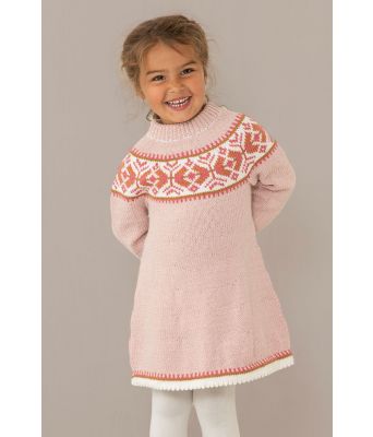 Sandnes strikket rosa tunika til jente - Viking 2131-08