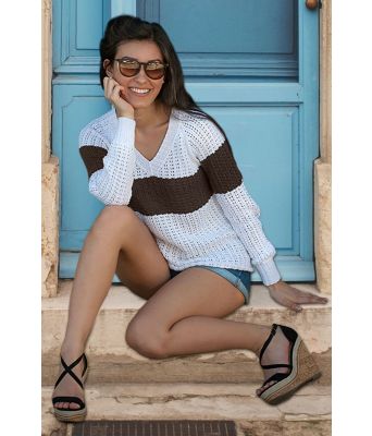 Santa Maria bomullsgenser med brun stripe - Viking 2017-04-408