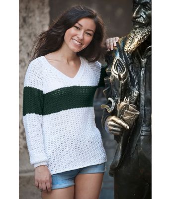 Santa Maria genser med mørkt grønn stripe - Viking 2017-04-433