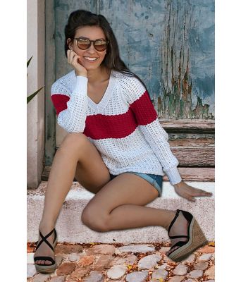 Santa Maria genser med rød stripe - Viking 2017-04-450