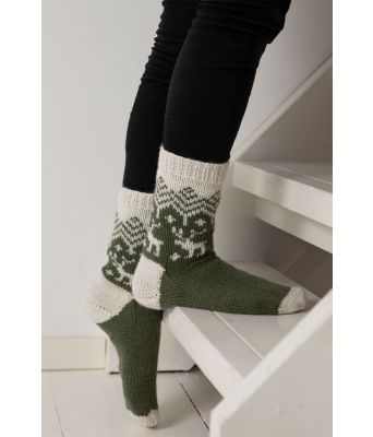 Skogsokken raggsokk med elgmønster - Viking 2103-04