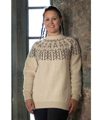 Skulds nett genser Verdande med naturhvit bunnfarge - Viking 2127-3B