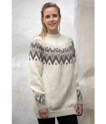 Solid genser i naturhvit og grå - Viking 2127-10E