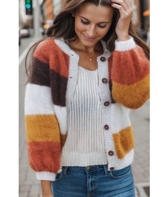 Sorbet cardigan i høstfarger - Mille Fryd MF0002-N