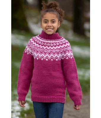 Stølen genser med rundfelling til jente - Viking 2101-02A