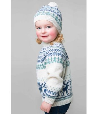 Strikkegenser til barn med elgmotiv - Viking 1404-12