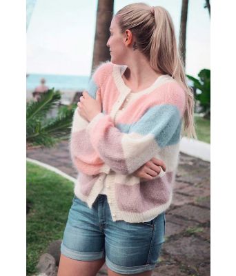 Sorbet cardigan med 4 striper @strikkeristrikkera's fargevalg
