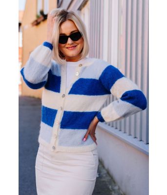 Sandras stripejakke (Blueish utgave) - Strikkia 2020-004