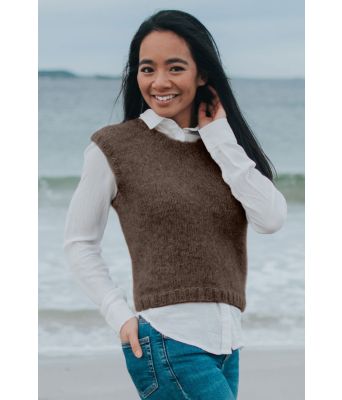 Brun Frida enkel strikkevest - Strikkia 2020-022-308
