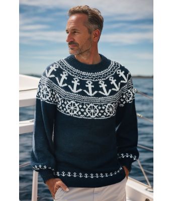 Marineblå ankergenser - Strikkia 2020-027-526502