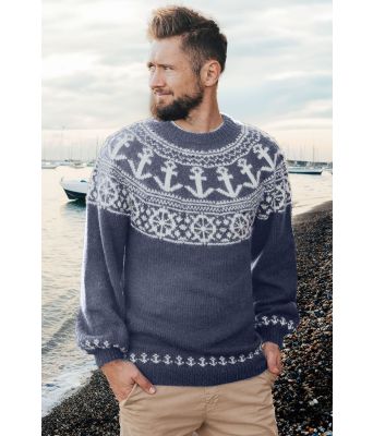 Jeansblå ankergenser - Strikkia 2020-027-527