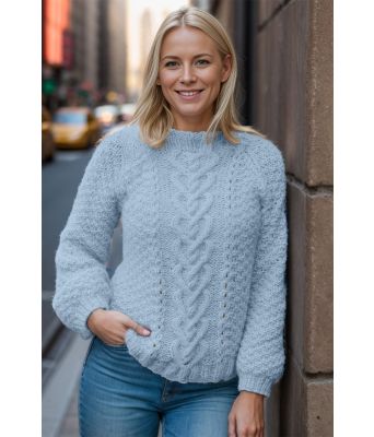 Lys blå Hjerteflette-genser - Strikkia 2021-010A-320