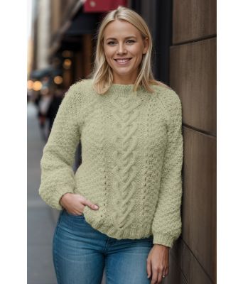 Mosegrønn Hjerteflette genser - Strikkia 2021-010A-334