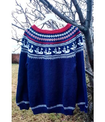 Fiskebåtgenseren strikkegenser for sjømenn / fiskere på fiskebåt i merinoull- Strikkia 2021-02