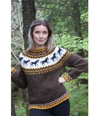 Brun Hestegenser - Strikkia 2021-035E