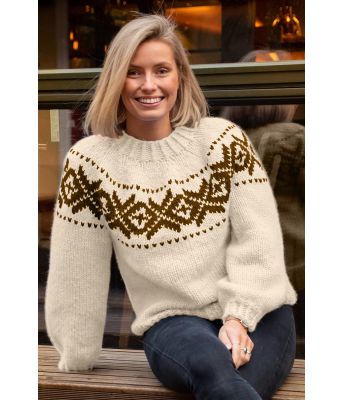 Tykk fanagenser i naturhvit - - Strikkia 2021-036D