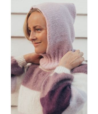 Bella balaklava rosa hettelue til dame - Strikkia 2021-04A