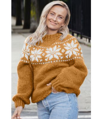 Okergul chunky stjernegenser - Strikkia 2022-011-345