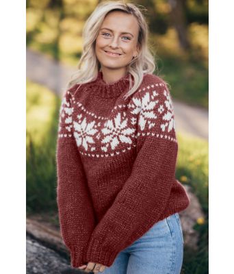 Burgunder chunky stjernegenser - Strikkia 2022-011-354