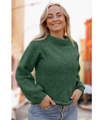 Jadegrønn Easy peasy genser i natur - Strikkia 2022-016-336