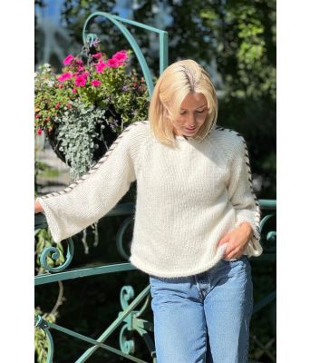 Naturhvit Sorbonne stitch genser - Strikkia 2023-015-302BC