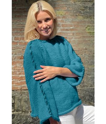 Turkis Sorbonne stitch sweater - Strikkia 2023-015-328329