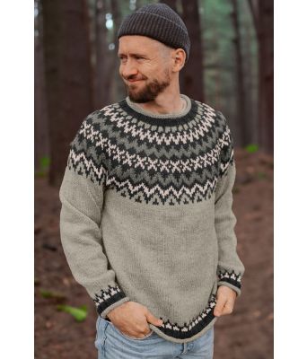 Perlegrå Islandur genser - Strikkia 2023-022-512A