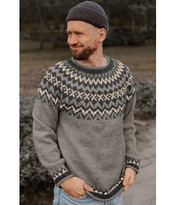 Perlegrå Islandur genser - Strikkia 2023-022-513A