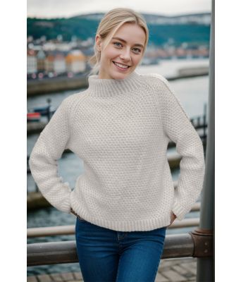 Perlegrå Cozy pearls genser - Strikkia 2023-023-312