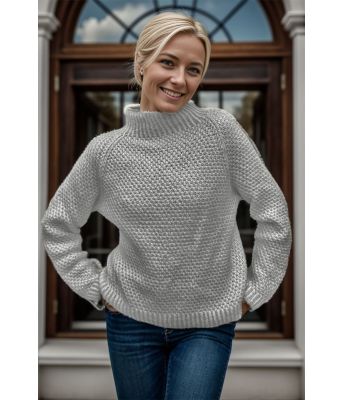 Grå Cozy pearls kosegenser - Strikkia 2023-023-313