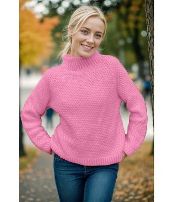 Rosa Cozy pearls genser med perlestrikk - Strikkia 2023-023-361