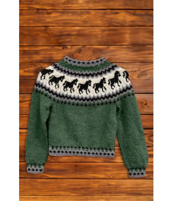 Grønn hestegenser til barn - Strikkia 2023-027-534513