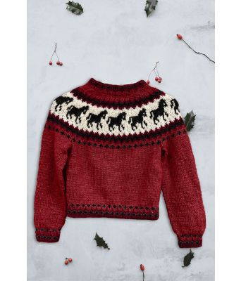 Rød hestegenser til barn - Strikkia 2023-027-560555