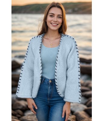 Lyst blå Sorbonne stitch jakke - Strikkia 2023-029-320327