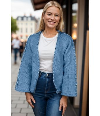 Blå Sorbonne stitch cardigan - Strikkia 2023-029-323320