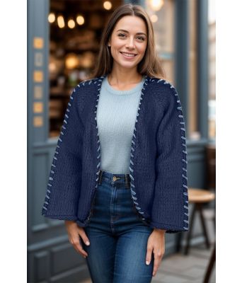 Mørkeblå Sorbonne stitch cardigan - Strikkia 2023-029-324326