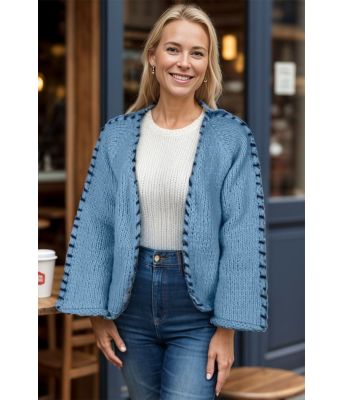 Lys jeansblå Sorbonne stitch cardigan - Strikkia 2023-029-326324