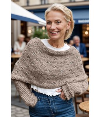 Beige Eyelet sweaterscarf - Strikkia 2024-035-307