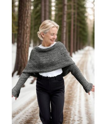 Mørkegrått Eyelet sweater scarf - Strikkia 2024-035-315