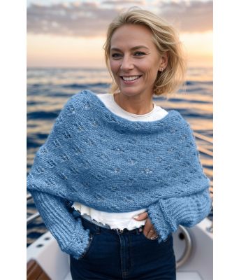 Blått Eyelet sweater scarf - Strikkia 2024-035-323