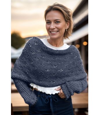 Jeansblått Eyelett sweater scarf - Strikkia 2024-035-327