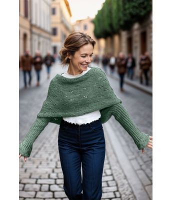 Jadegrønn Eyelet sweater scarf - Strikkia 2024-035-336