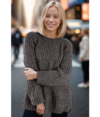 Mørkegrå Easygoing sweater - Strikkia 2024-036-315