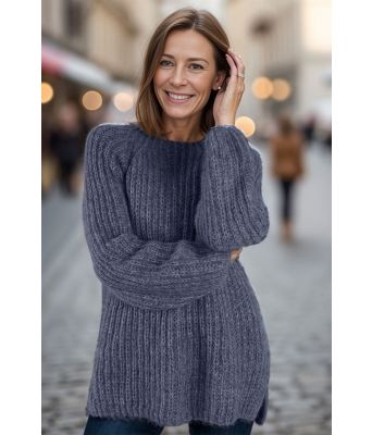 Jeansblå Easygoing sweater - Strikkia 2024-036-327