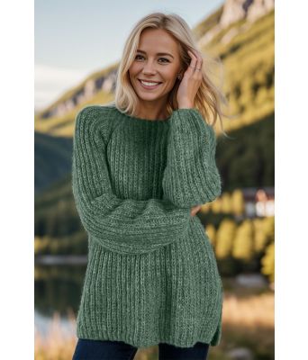 Jadegrønn Easygoing sweater - Strikkia 2024-036-336