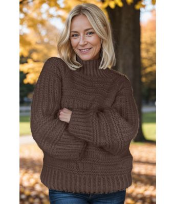 Brun big and cozy brioche sweater - Strikkia 2024-037-308