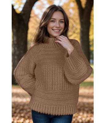 Lysebrun big and cozy brioche sweater - Strikkia 2024-037-309